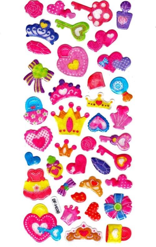 Işıltılı Sticker Kabartmalı Stiker Defter Planlayıcı Etiket (Dfh030)-18x9cm- Kilit Taç