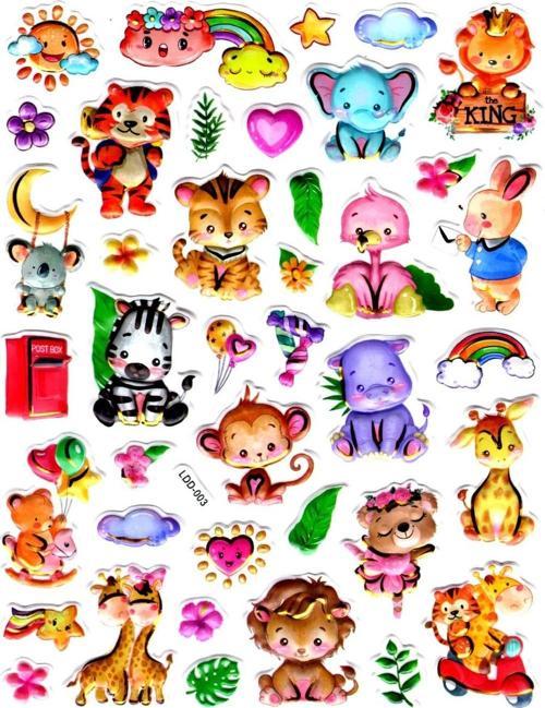 Sticker Kabartmalı Stiker Defter Planlayıcı Etiket (Ldd003)-24x19cm - Orman Hayvanları