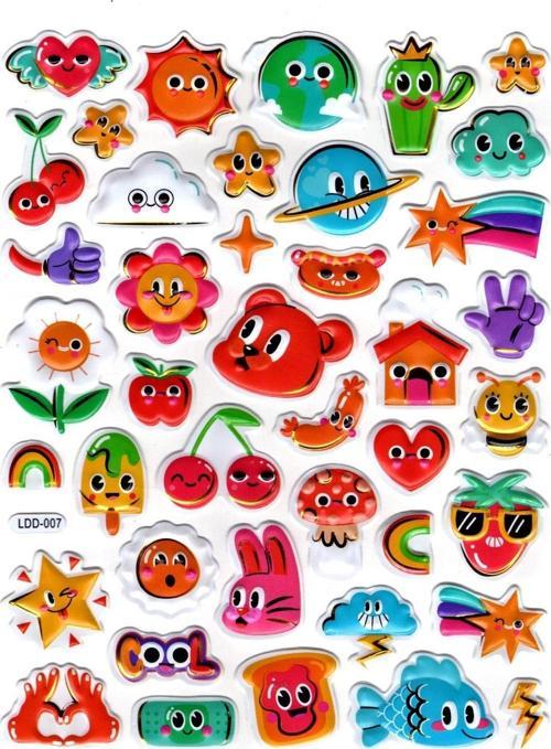 Sticker Kabartmalı Stiker Defter Planlayıcı Etiket (Ldd007)-24x19cm - Dünya Çiçek Balık