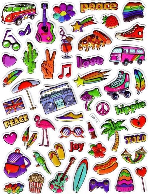Sticker Kabartmalı Stiker Defter Planlayıcı Etiket (Ldd011)-24x19cm - Hippie Tatil