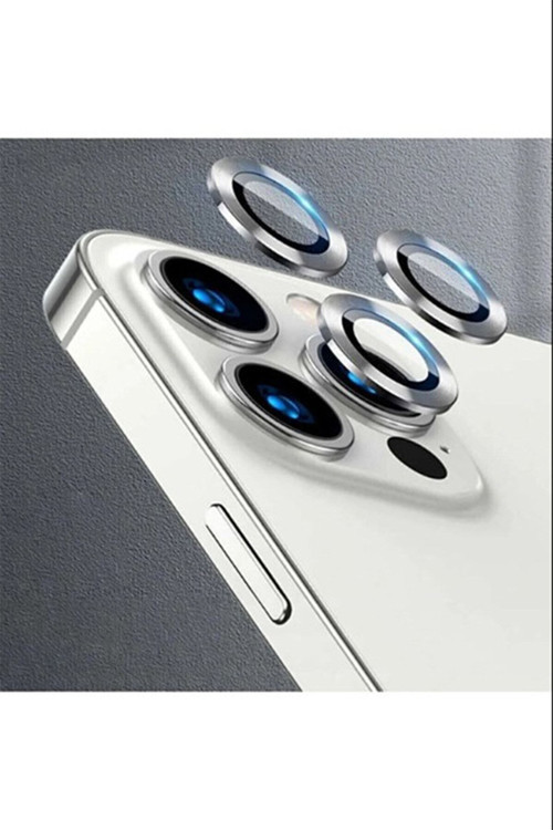 Iphone 14 Pro Max Uyumlu Kamera Koruyucu Lens Kamera Lens Kılıf Gümüş Gri