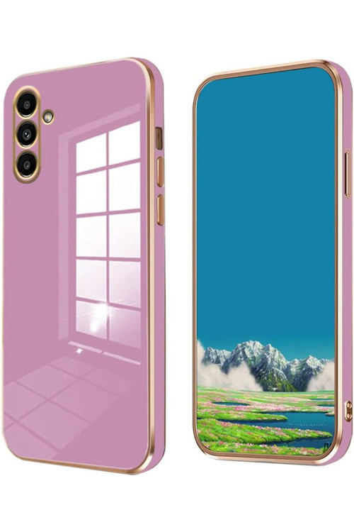 Samsung Galaxy A14 Uyumlu Kılıf Altın Detaylı Canlı Renkli Silikon