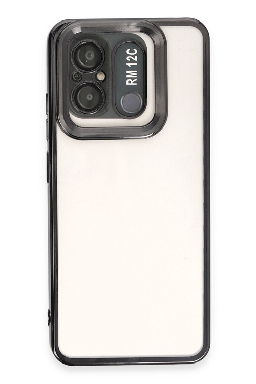 Xiaomi Redmi 12c Kılıf Logo Yeri Açık Kamera Lens Korumalı Renkli Kenarlı Şeffaf Silikon