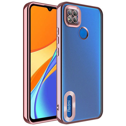 Xiaomi Redmi 9C Kılıf Logo Yeri Açık Kamera Lens Korumalı Renkli Kenarlı Şeffaf Silikon