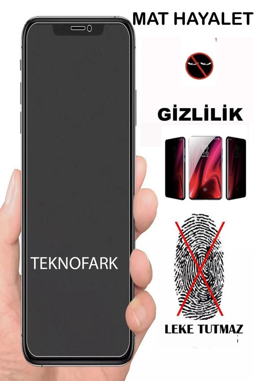 Iphone 8 Plus Mat Hayalet Ekran Gizli Tam Kaplayan Kırılmaz Cam Seramik Ekran Koruyucu Siyah