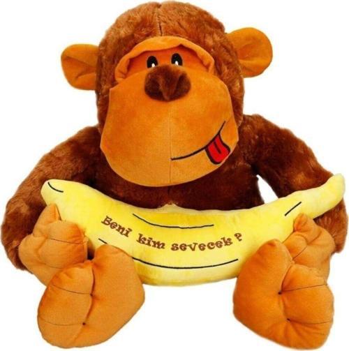 1518 Peluş Goril Oturan Muzlu 50 Cm