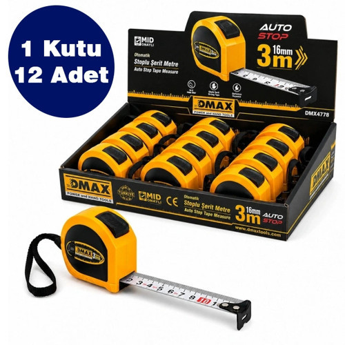PROF Stoplu Şerit Metre 3mt*16mm, 12 Adet, 1 Koli