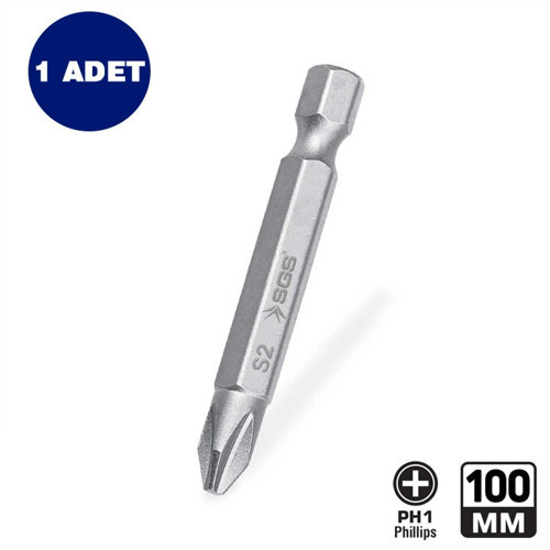 Yıldız Uçlu Bits, 100mm, PH1 Bits Uç, Hex Bits Uç, 5 Adet