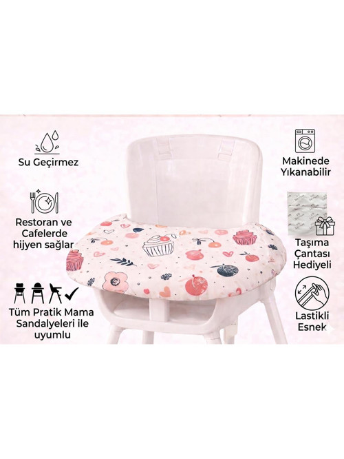 Mama Sandalyesi Örtüsü - Cupcake - Fusya