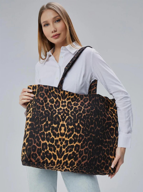 Geçişli Leopar Desen Büyük Boy Çanta - Standart