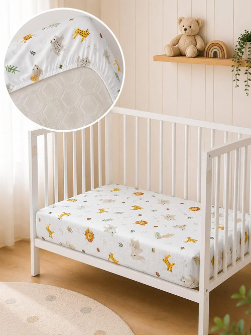 Müslin Lastikli Bebek Çarşafı 60x120- Animal - Standart