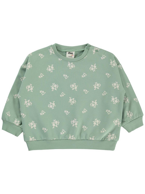 Çiçek Empirme Basic 6-18 Ay Sweatshirt - Haki