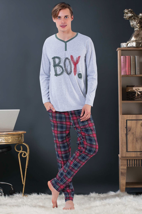 Erkek Desenli Pijama Takımı 69041 .
