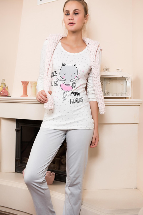 Kadın Desenli Pijama Takımı 63243 .