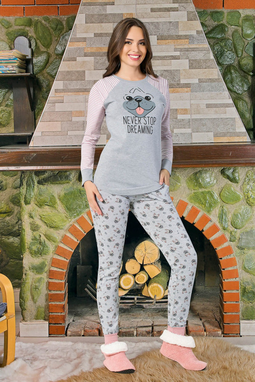 Pamuklu Likralı Pijama Takım .