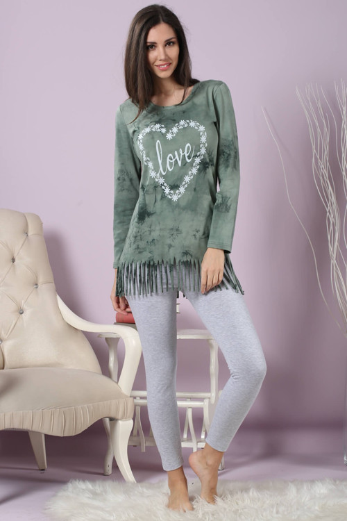 Kadın Desenli Taytlı Pijama Takımı 64541 .