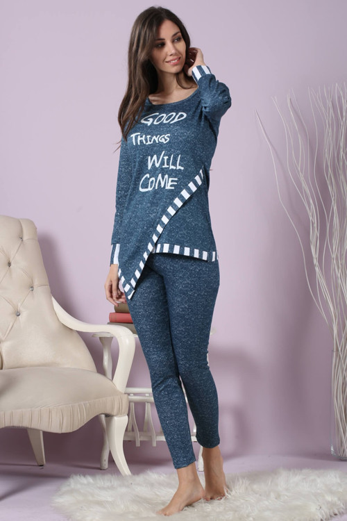 Kadın Desenli Taytlı Pijama Takımı 64550 .