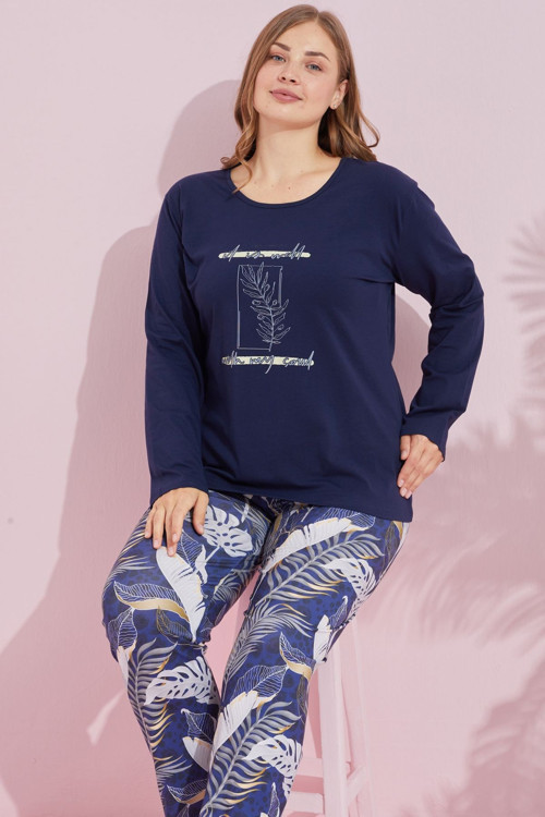 Pamuklu Curve Büyük Beden Battal Boy Örme Pijama Takım 24240749