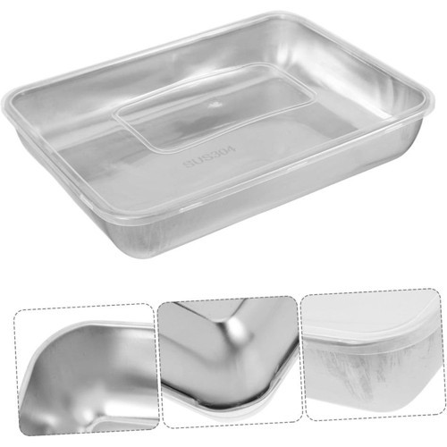 Çok Amaçlı Paslanmaz Çelik Fırın ve Saklama Kabı 25 x 20 x 5 Cm