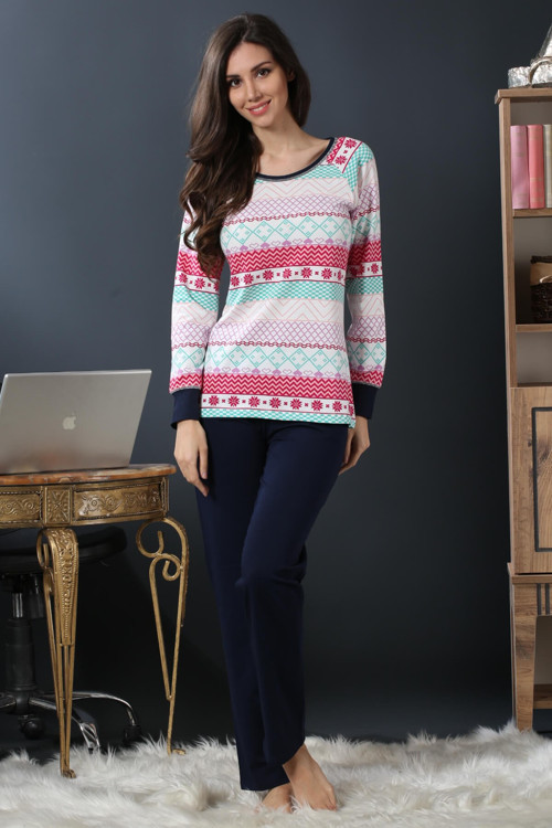 Kadın Desenli Pijama Takımı 63194 .