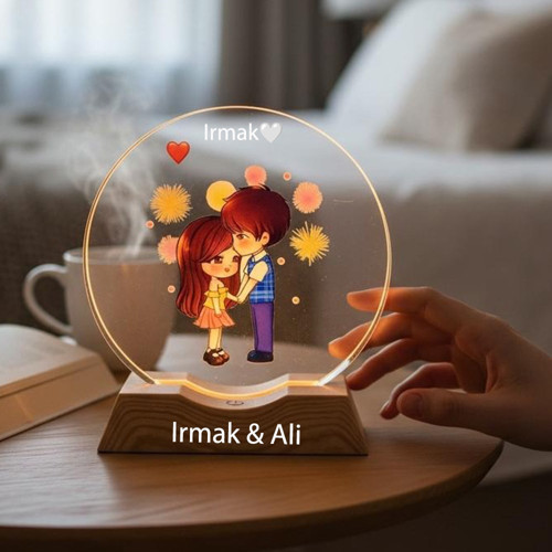 Kişiye Özel Romantik Çift Tasarımlı Dekoratif Gece Lambası, Sevgiliye Özel Hediye