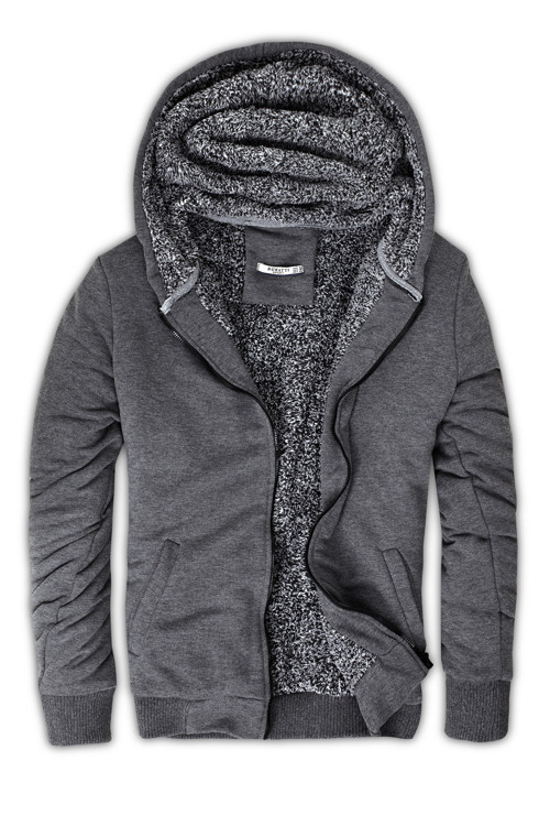 İçi Kürklü Kapüşonlu Slim Fit Erkek Sweat 575708 ANTRASİT