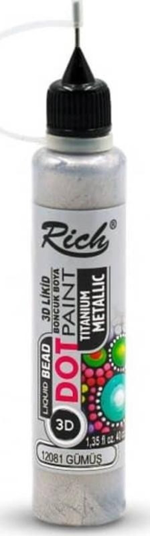 Dot Paint Mandala Boyutlu Boya 40 cc METALİK GÜMÜŞ