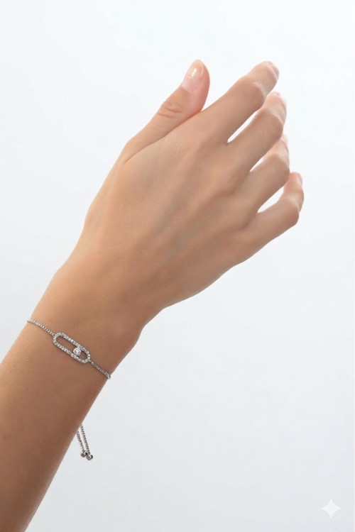Mesika Model Zirkon Taşlı Bileklik (Ayarlanabilir) - (Sürpriz Hediyeli)