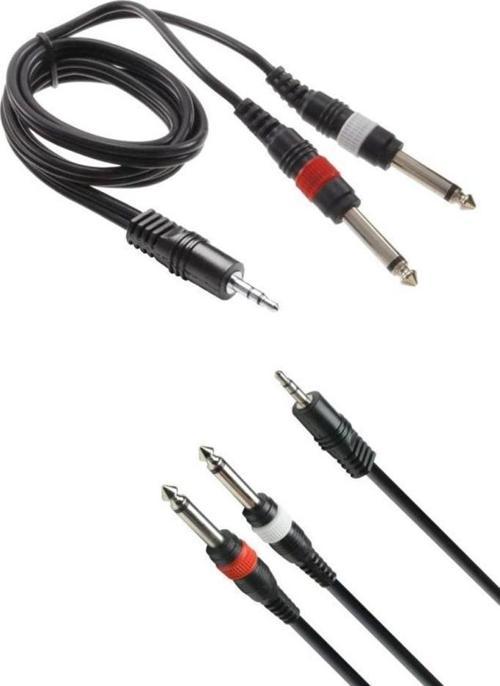 T265 Mikser PC Arası Sinyal Kablosu 5 Metre ( 2x6.3 mm x 3.5 mm Jack Kablo)
