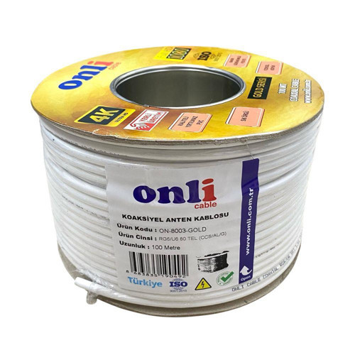 Gold Seri RG6U6 100Metre 80Tel Beyaz Anten Kablosu Yerli Üretim