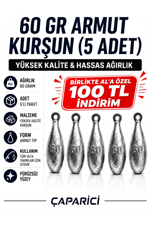 60 Gr Armut Dip Kurşunu 5 Adet Nazar Için Kurşun Kolay Eriyen Kurşun