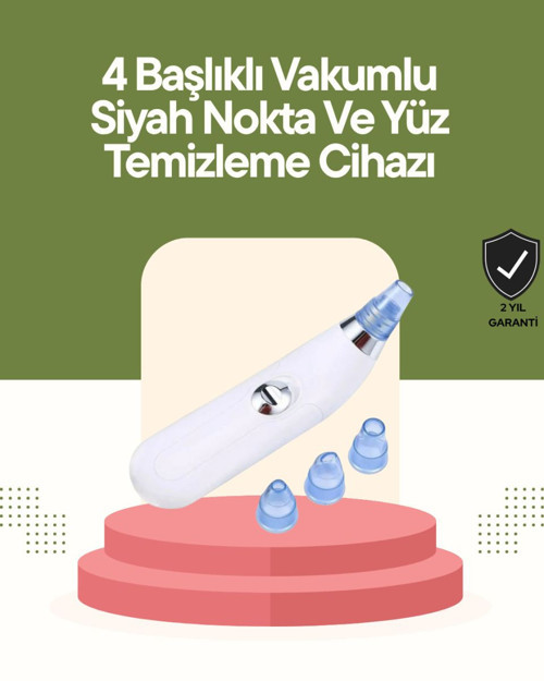 USB Destekli 4 Başlıklı Siyah Nokta Vakum Cihazı – Gözenek Temizleyici ve Cilt Yenileyici Bakım Alet