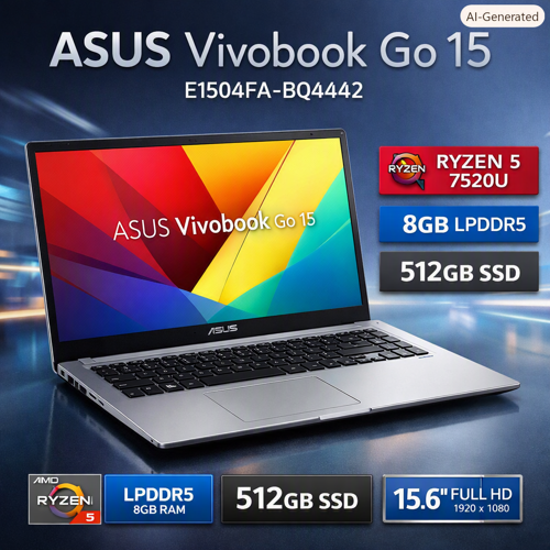 ASUS VIVOBOOK GO 15 E1504FA-BQ4442 Ryzen 5 7520U 8GB LPDDR5 512GB SSD 15.6 inç Full HD DOS Dizüstü B