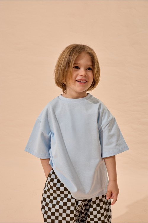 Oversize Basic Tişört Mavi