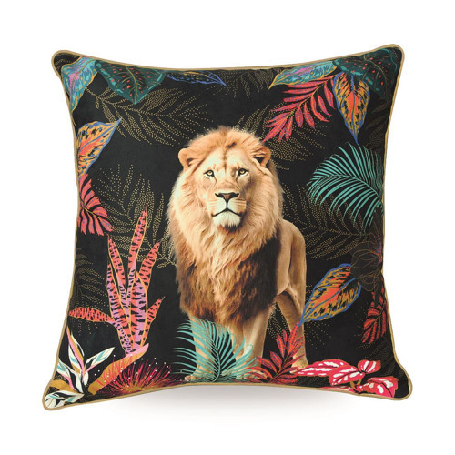 Polyester Dolgulu Kırlent 43 x 43 cm - Aslan Desenli