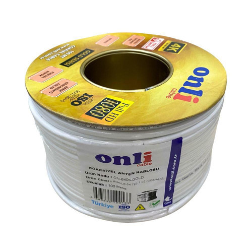 Gold Seri RG6U6 100Metre 64Tel Beyaz Anten Kablosu Yerli Üretim