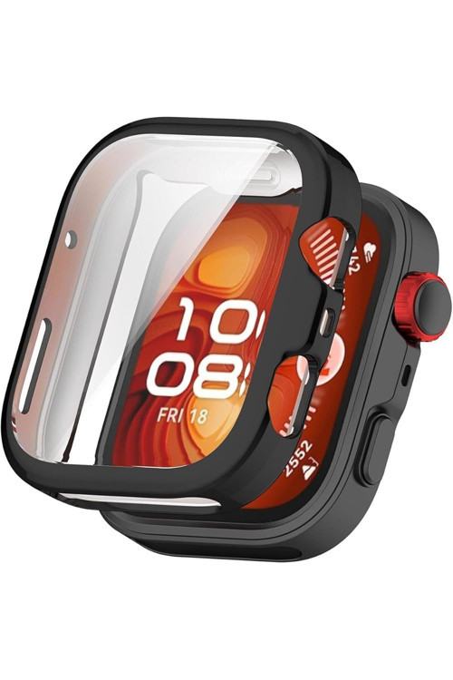 WATCH FIT 4 İle Uyumlu Tam Kapatan Esnek Kılıf Koruma Kasa Koruyucu Siyah