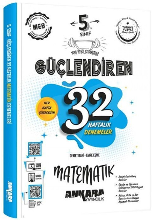 5. Sınıf Matematik Güçlendiren 32 Haftalık Denemeleri Ankara Yayıncılık