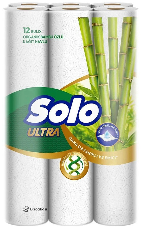 Ultra Kağıt Havlu 12 Li Paket Rulo Organik Bambu ve Pamuk Özlü