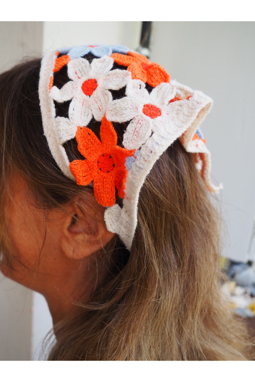 Kadın Örgü Bandana Motifli El Örgüsü Saç Aksesuarı