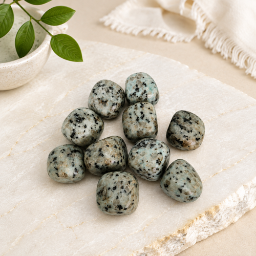 Kivi Jasper Doğal Taş 3 Adet 100 Gr – Kiwi Jasper Tamburlanmış Enerji ve Koleksiyon Taşı