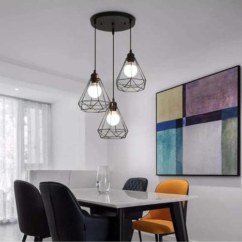 Modern Tel Kafes Avize Siyah