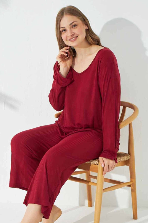 Soft Touch Ince Curve Büyük Beden Battal Boy Örme Pijama Takım