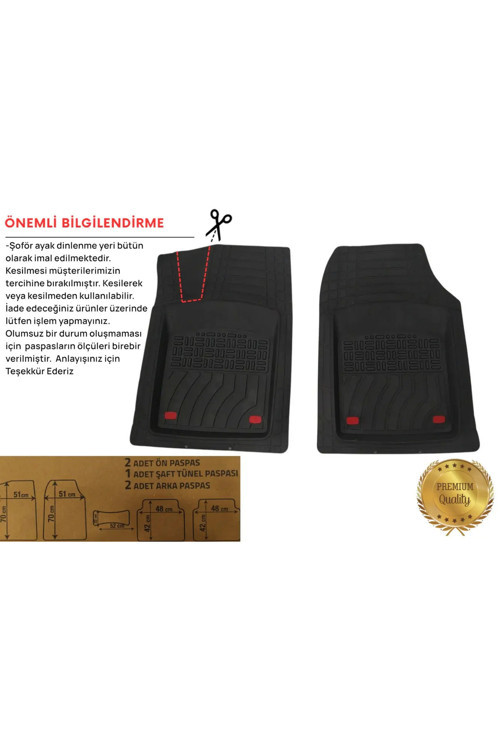 Skoda Fabia Hb 2013 Uyumlu 3,5 Cm Havuzlu 5 Parça Set 4D Paspas Takımı Siyah