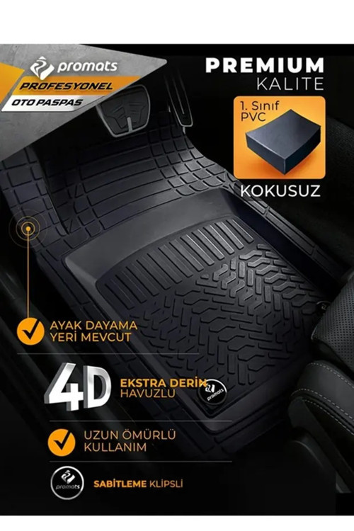 Honda Hr-V 2023 Uyumlu 3,5 Cm Havuzlu 5 Parça Set 4D Paspas Takımı Siyah