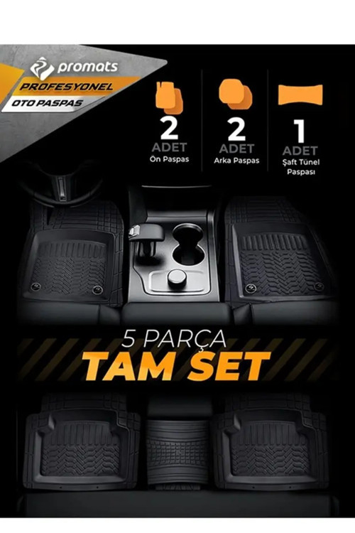 Land Rover Range Rover Sport 2017 Uyumlu 3,5 Cm Havuzlu 5 Parça Set 4D Paspas Takımı Siyah