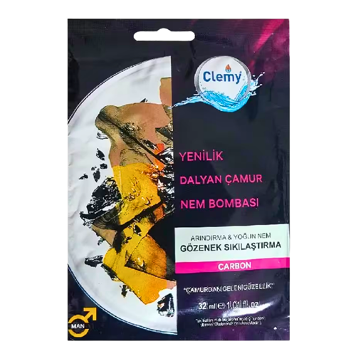 Dalyan Çamur Nem Bombası Gözenek Sıkılaştırma Arındırma ve Yoğun Nem Carbon Maskesi Tek Kullanımlık For Man 32 Ml