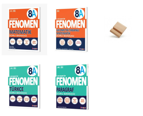 Fenomen LGS 8. Sınıf 2027 A Serisi Matematik Geometri Türkçe ve Paragraf Soru Bankası 4lü Set + Telefon Standı