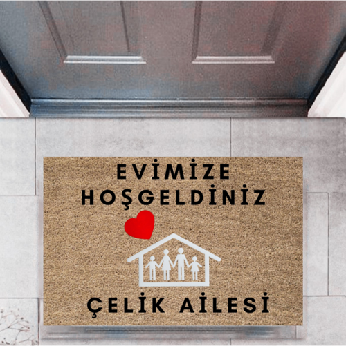Kapı Önü Paspası Dekoratif Dijital Baskı Evimize Hoşgeldiniz P-2465