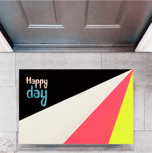 Kapı Önü Paspası Dekoratif Dijital Baskı Happy Day P-2322